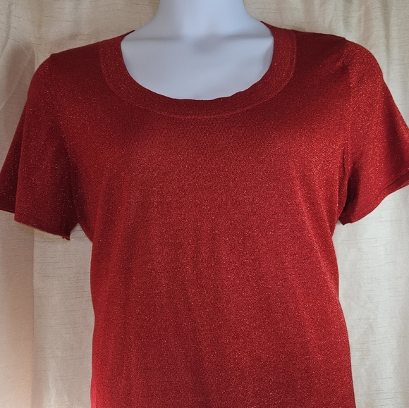 NWOT Judith Hart red silk metallic blouse top Women 1X - Picture 6 of 7